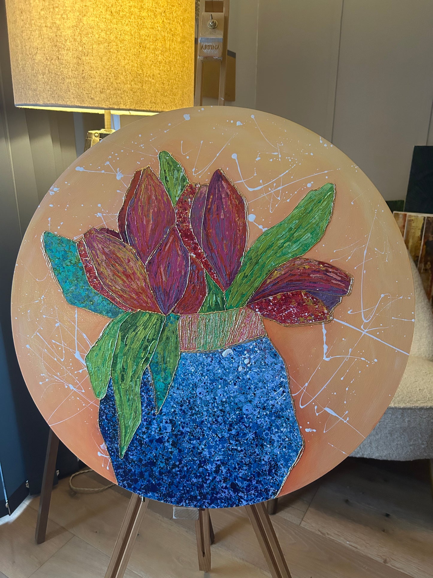 Floral Painting Circular Board