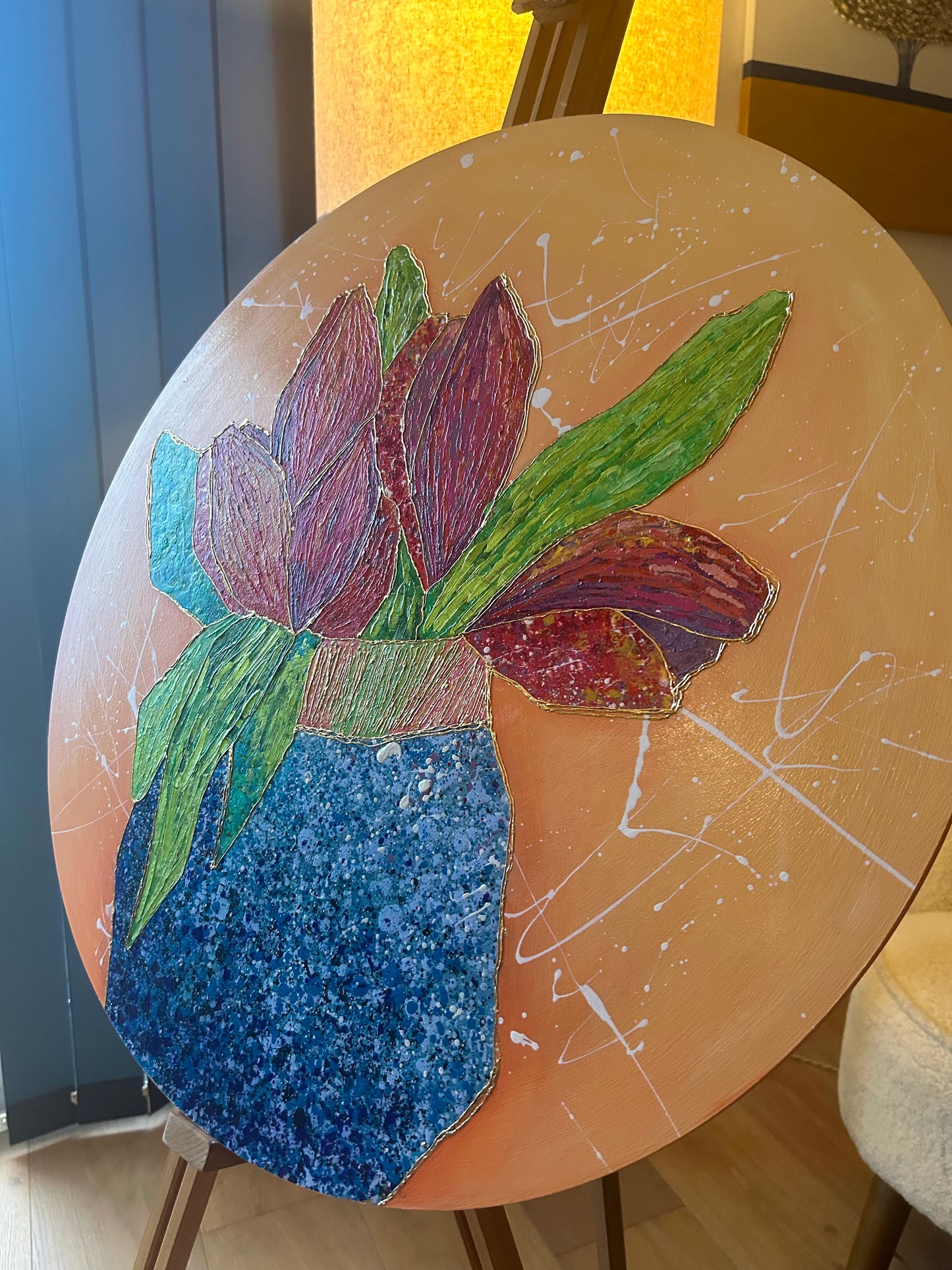 Floral Painting Circular Board