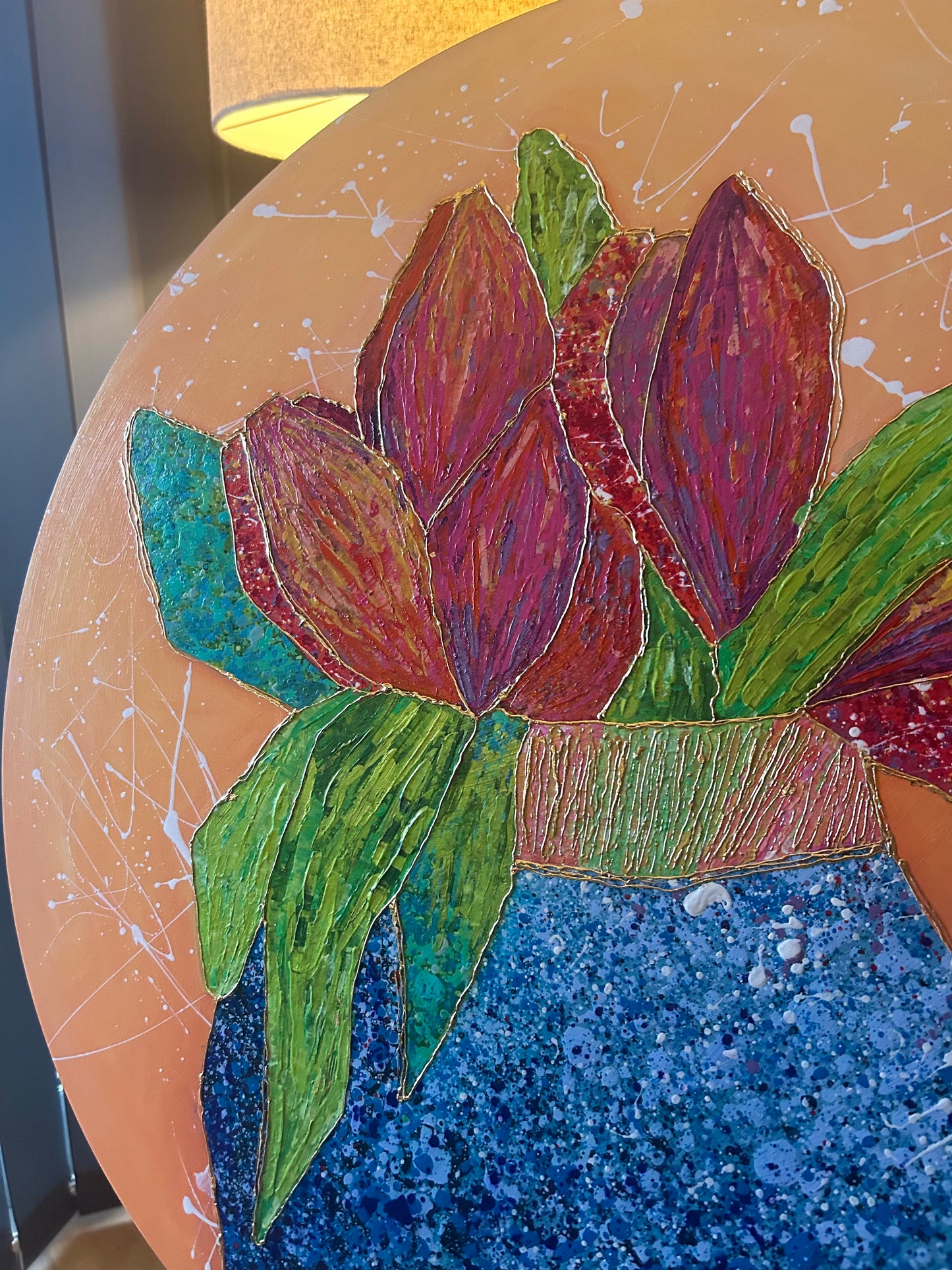 Floral Painting Circular Board