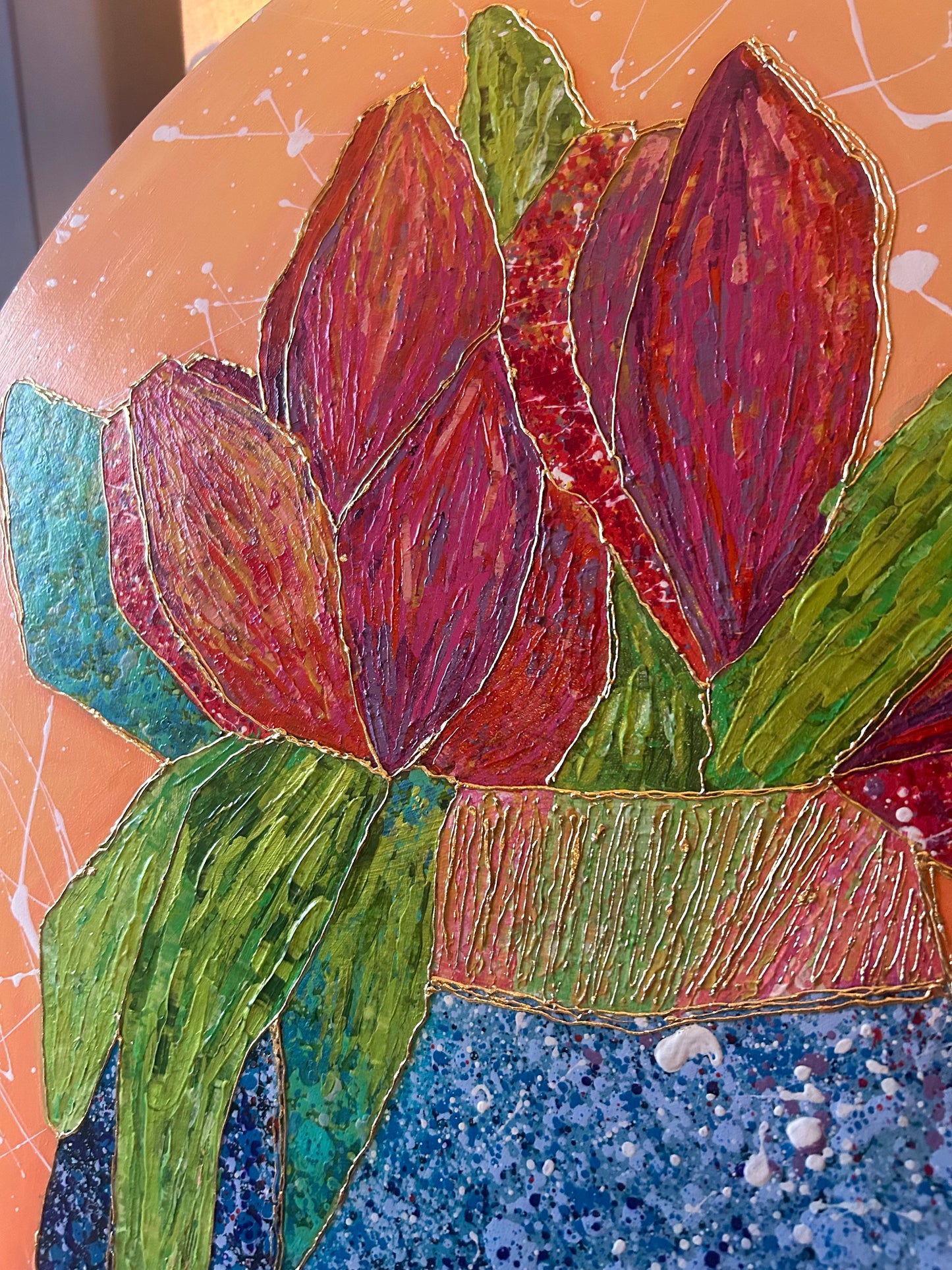 Floral Painting Circular Board