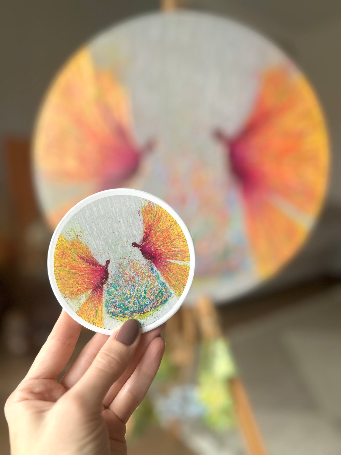 Joyful Birds Ceramic Coaster