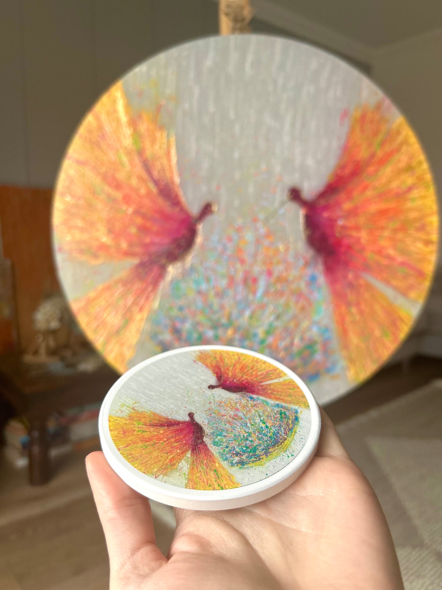 Joyful Birds Ceramic Coaster