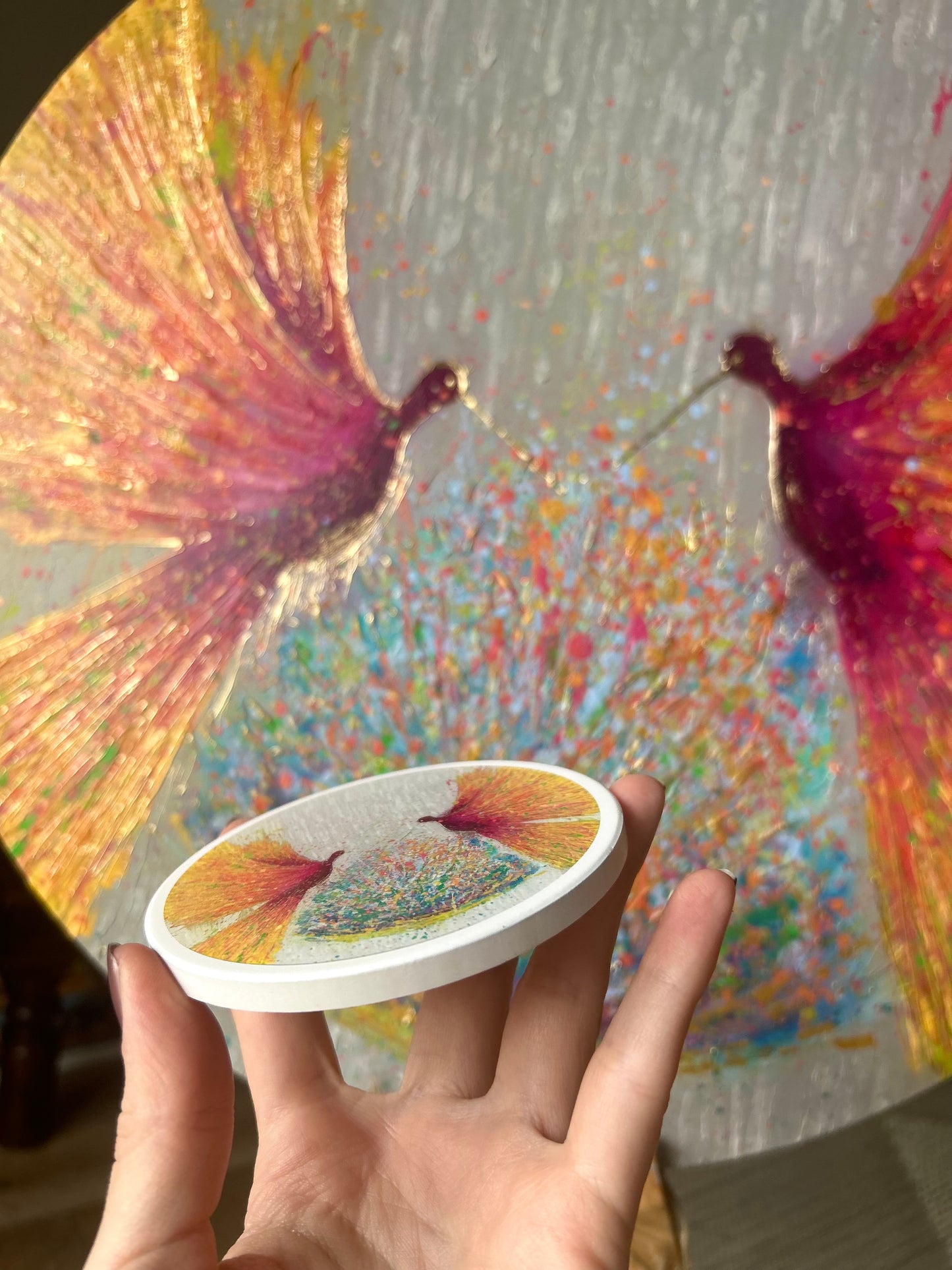 Joyful Birds Ceramic Coaster