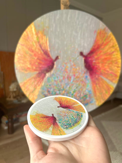 Joyful Birds Ceramic Coaster